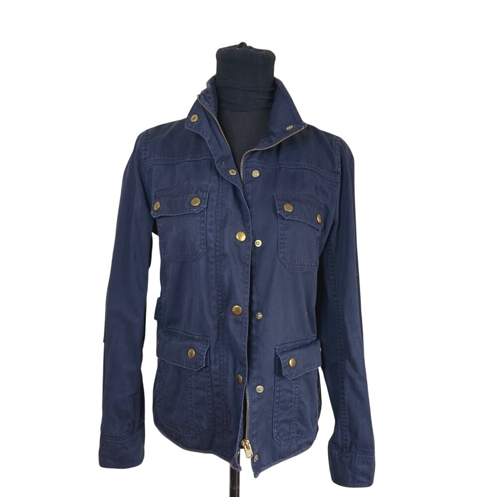 J Crew Relaxed Boyfriend Field Jacket Navy Blue Military Style Size XS